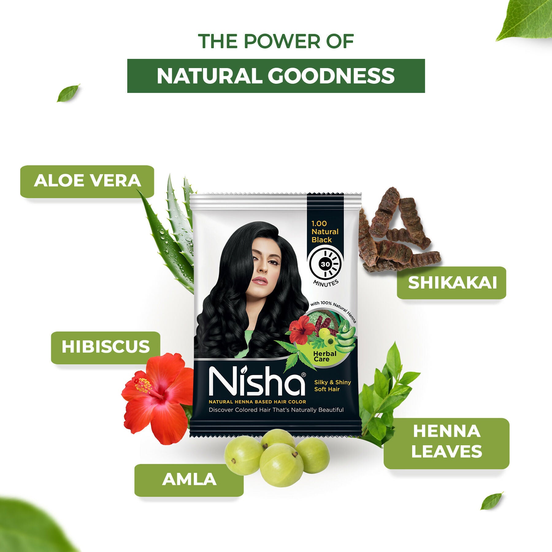 Nisha Henna Based Hair Colour For Women & Men Natural Black - Distacart