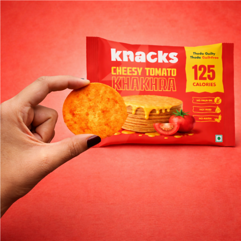 Knacks Coin Khakhra Crisps - Cheesy Tomato Flavour - Dista