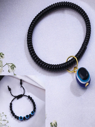 NVR Women & Men Set of 2 Black Evil Eye Rakhi With Roli Chawal - Distacart