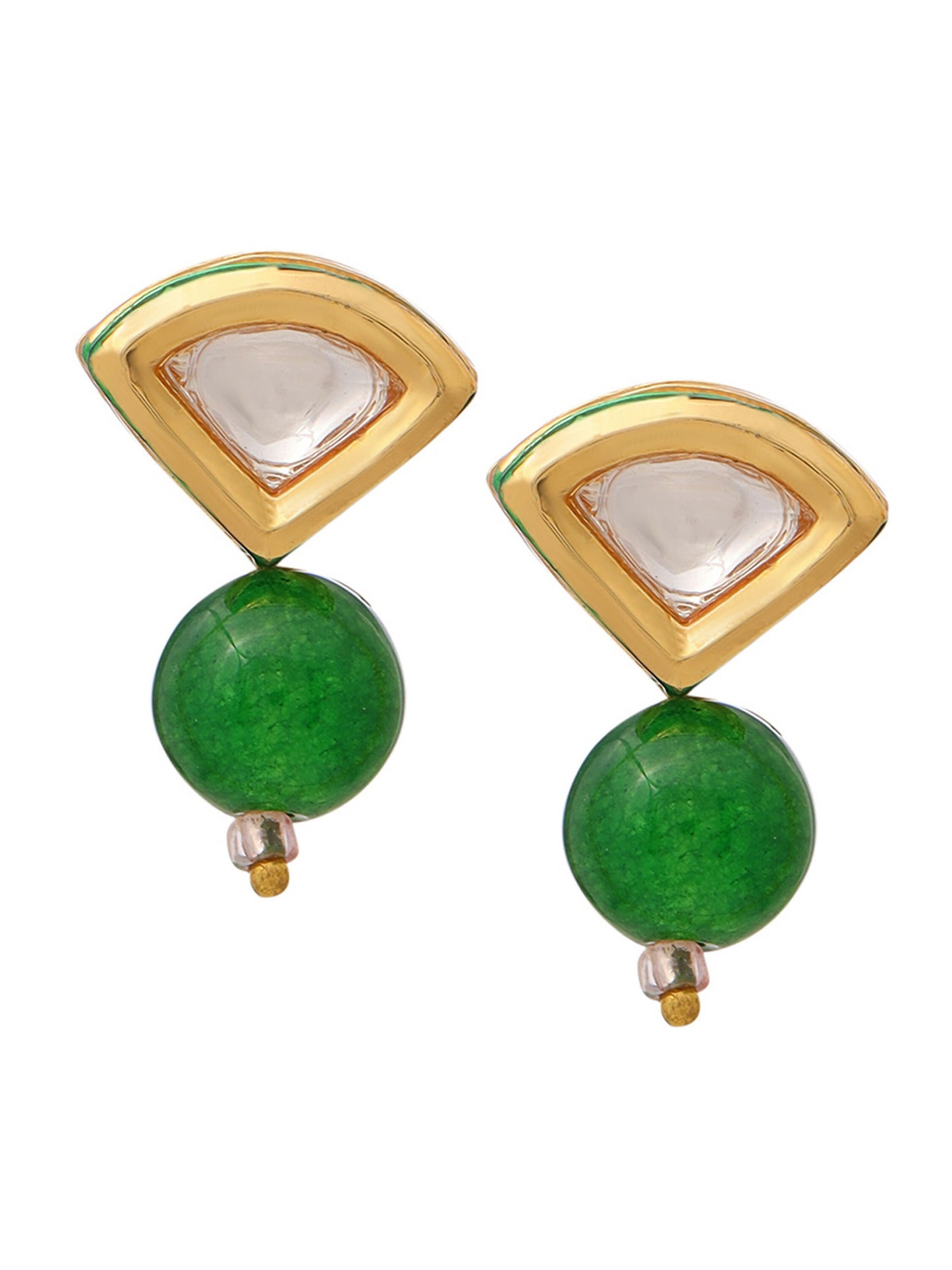 Ruby Raang Kundan and Green Stone Necklace with Studs - Distacart