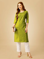 Thumbnail for Jyoti Fashion Women's Green Cotton Blend Embroidered Kurta Pant Set - Distacart