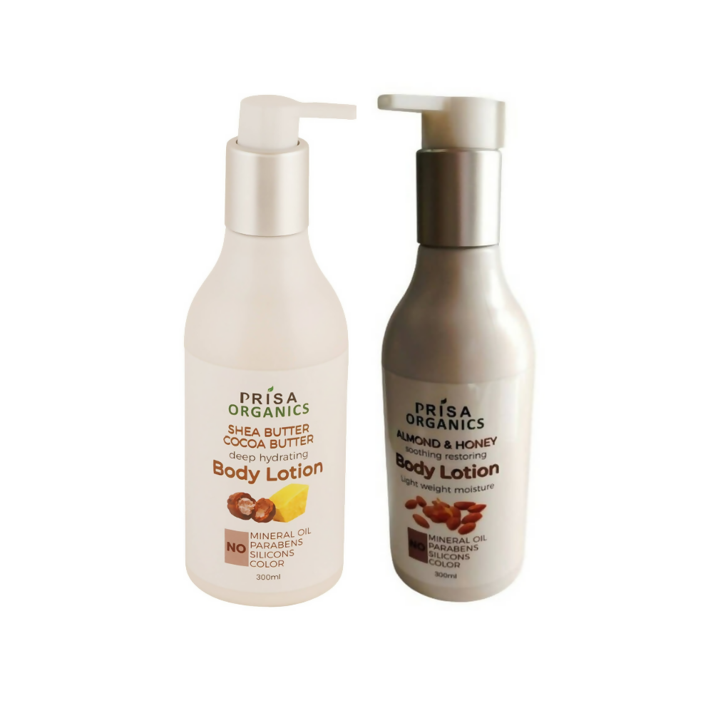 Prisa Organics Shea & Cocoa Butter Body Lotion and Almond & Honey Body Lotion Combo - Distacart