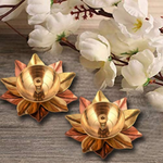 Thumbnail for CraftVatika Lotus Shape Decorative Brass Akhand Diya Sets