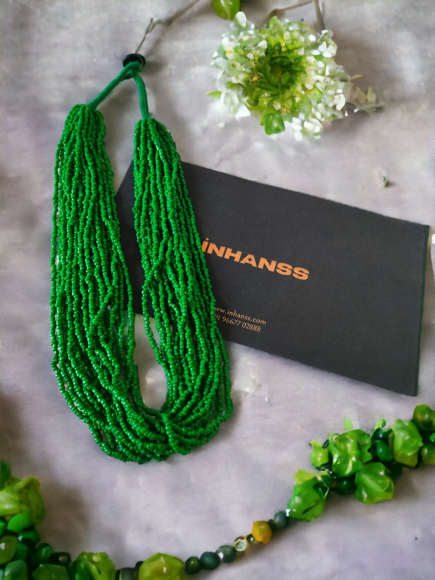 Inhanns Handmade Beaded Multilayer Necklace, 20 Layers - Green - Distacart