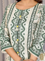 Thumbnail for Joban Fashion Women Off White & Forest Green Linen Printed Stitched Kurta Set - Distacart