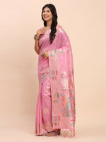 Thumbnail for Astita Linen Cotton Pink Saree