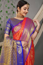 Thumbnail for Jyoti Fashion Women's Red Kanjivaram Silk Zari Woven Saree with Blouse - Distacart