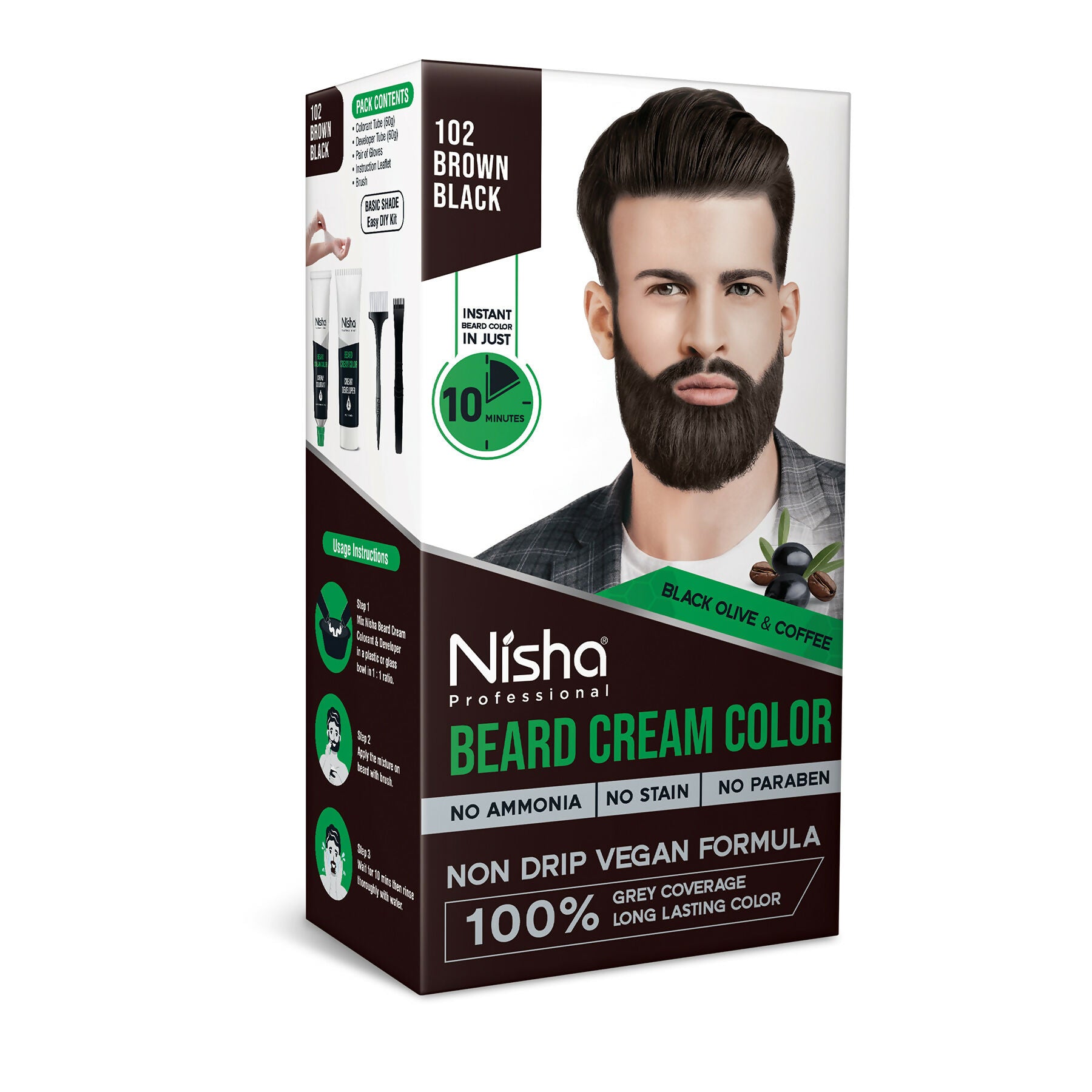 Nisha Beard Colour for Men - Black Brown - Distacart