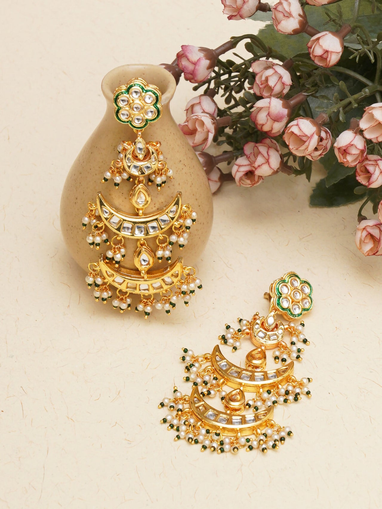 Kundan Earrings (Gold) - Ruby Raang - Distacart