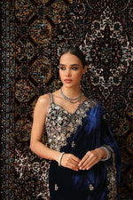 Thumbnail for Joban Fashion Royal Blue 9000 Velvet Party Wear Sarees - Distacart