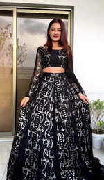 Thumbnail for Jyoti Fashion Women's Black Faux Georgette Sequins with Thread Embroidered Designer Lehenga Choli Set - Distacart