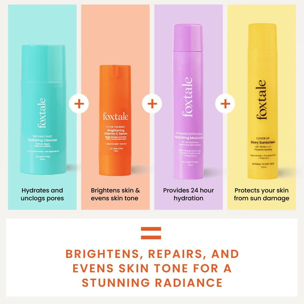 Foxtale CSMS (Cleanser, Serum, Moisturizer, Sunscreen) Flawless Skin Combo - Distacart