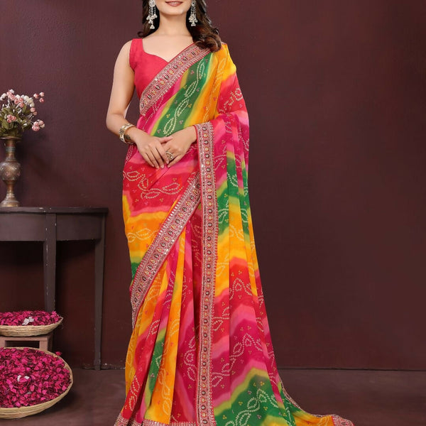 Ai Fashion Multi Georgette Digital Print Party Wear Saree