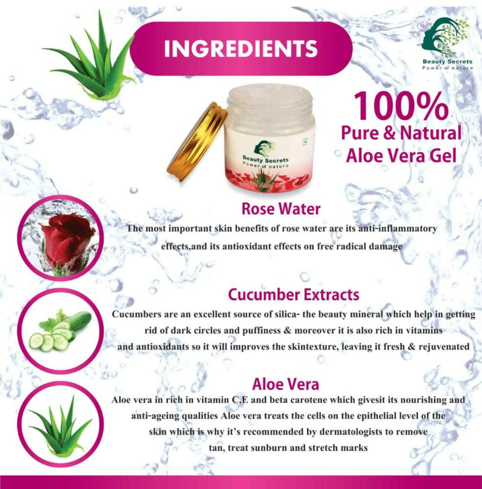 Beauty Secrets Pure Aloe Vera Gel for Face and Body - Distacart