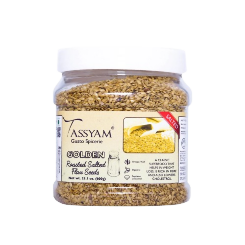 Tassyam Organics Roasted Salted Golden Flax Seed - Distacart