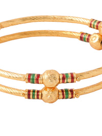 Thumbnail for NVR Women Set of 2 Gold-Plated Traditional Bangles - Distacart