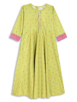 Thumbnail for Ahalyaa Girls Printed A-Line Velvet Maxi Kids Ethnic Dress - Distacart