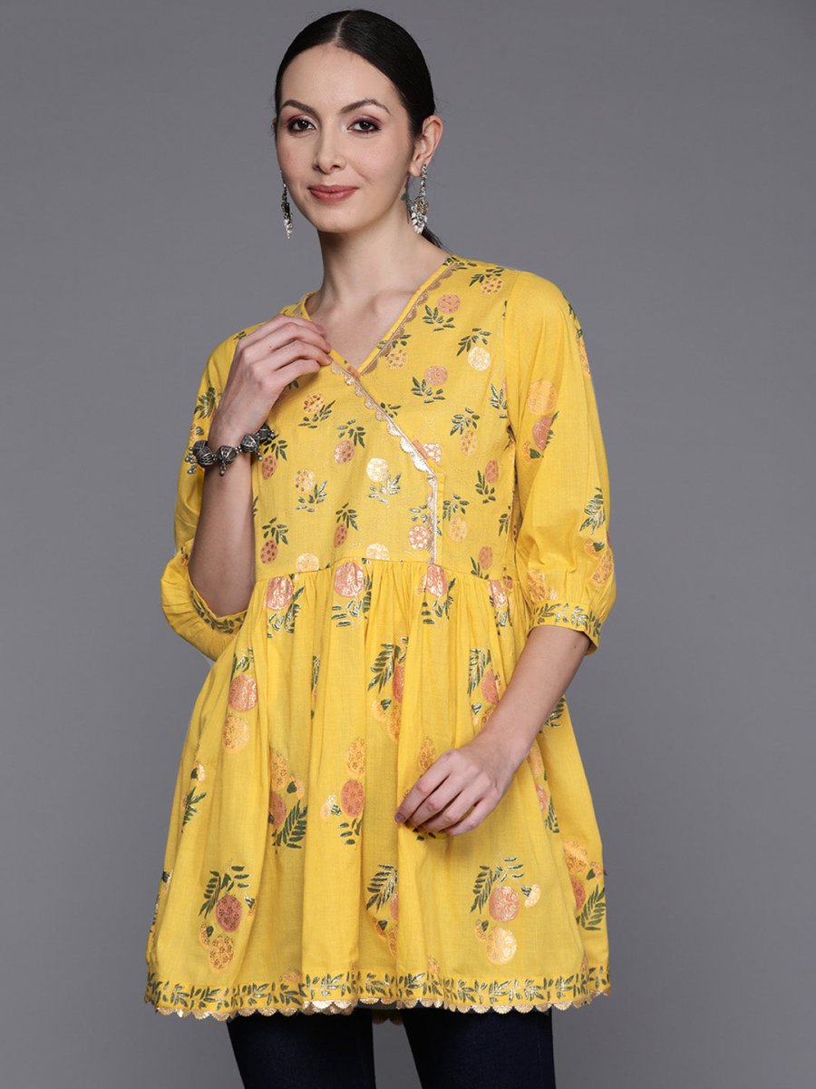Ahalyaa Floral Printed Embellished Tunic - Distacart