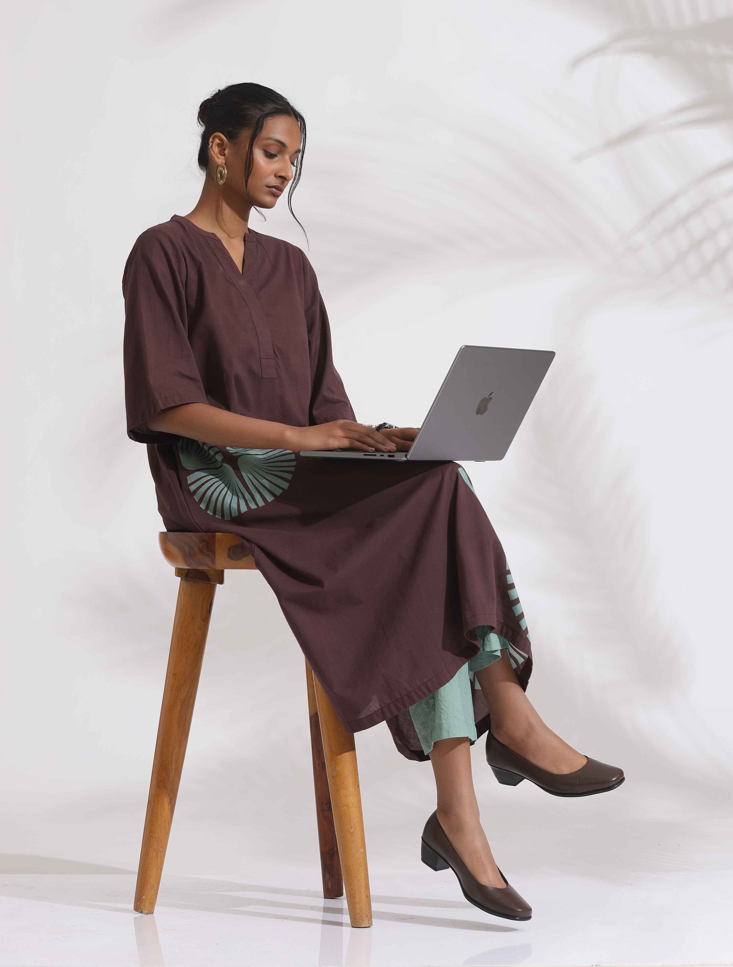 trueBrowns Cola Cotton Print Flared Kurta Set - Distacart