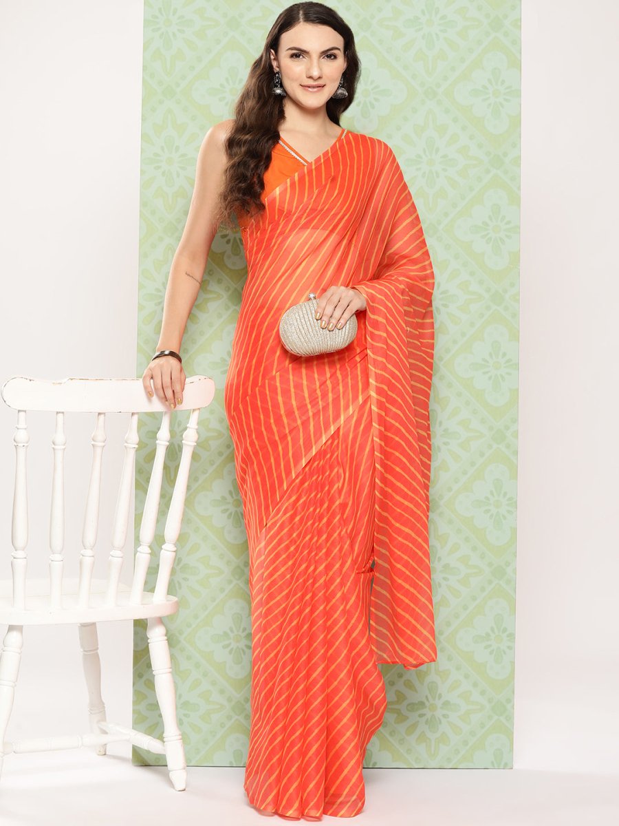 Ahalyaa Leheriya Poly Chiffon Saree - Distacart
