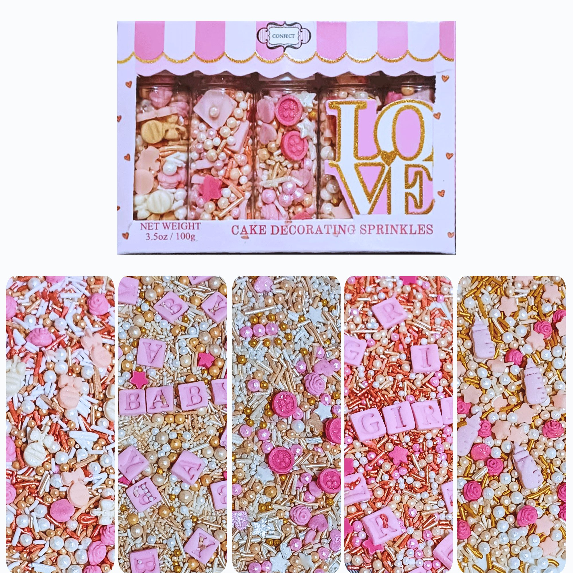confect girls baby shower sprinkles edible sprinkles pack of 5 baby shower 14