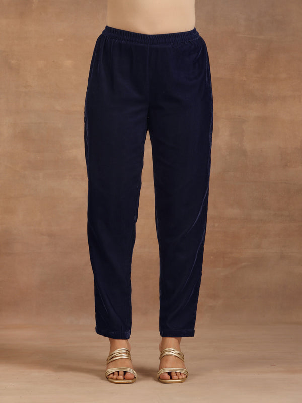 trueBrowns Midnight Blue Velvet Pant - Distacart