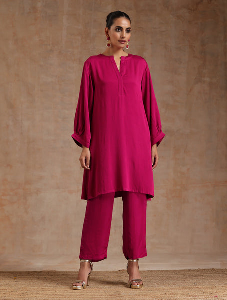 trueBrowns Pink Modal Satin Relax Co-ord Set - Distacart