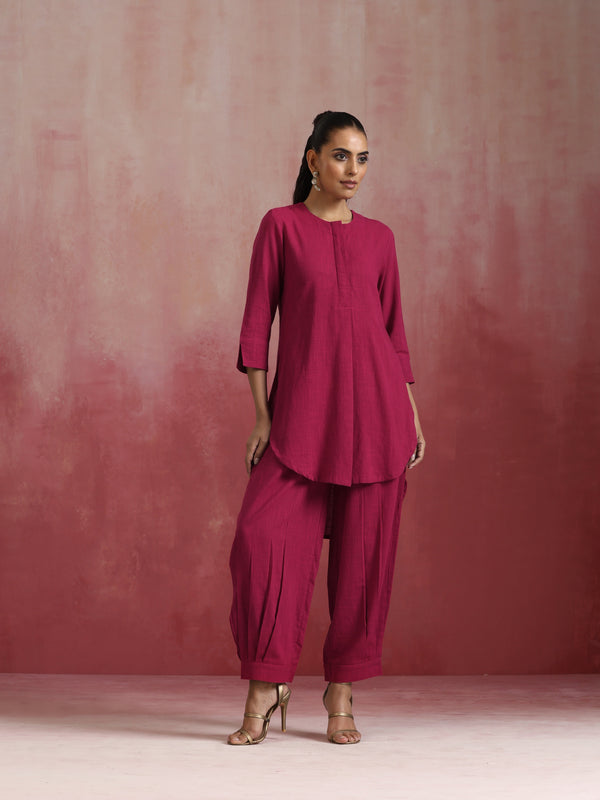 trueBrowns Magenta Cotton Kurta Co-ord set
