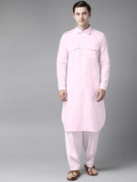Thumbnail for Fabmade Men Pink Pathani Kurta