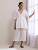 trueBrowns White Slub Texture Short Angrakha Co-Ord Set - Distacart