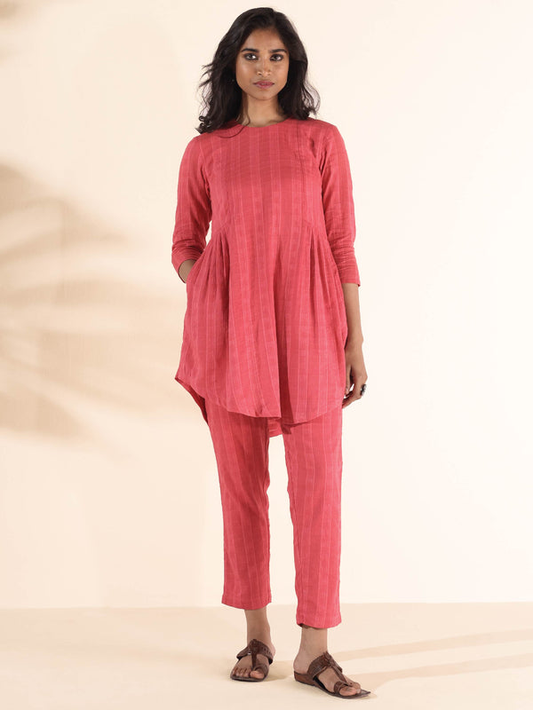 trueBrowns Pink Cotton Dobby Co-ord Set - Distacart