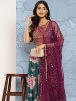 Thumbnail for Ahalyaa Printed Sequinned Ready to Wear Lehenga & Blouse With Dupatta - Distacart