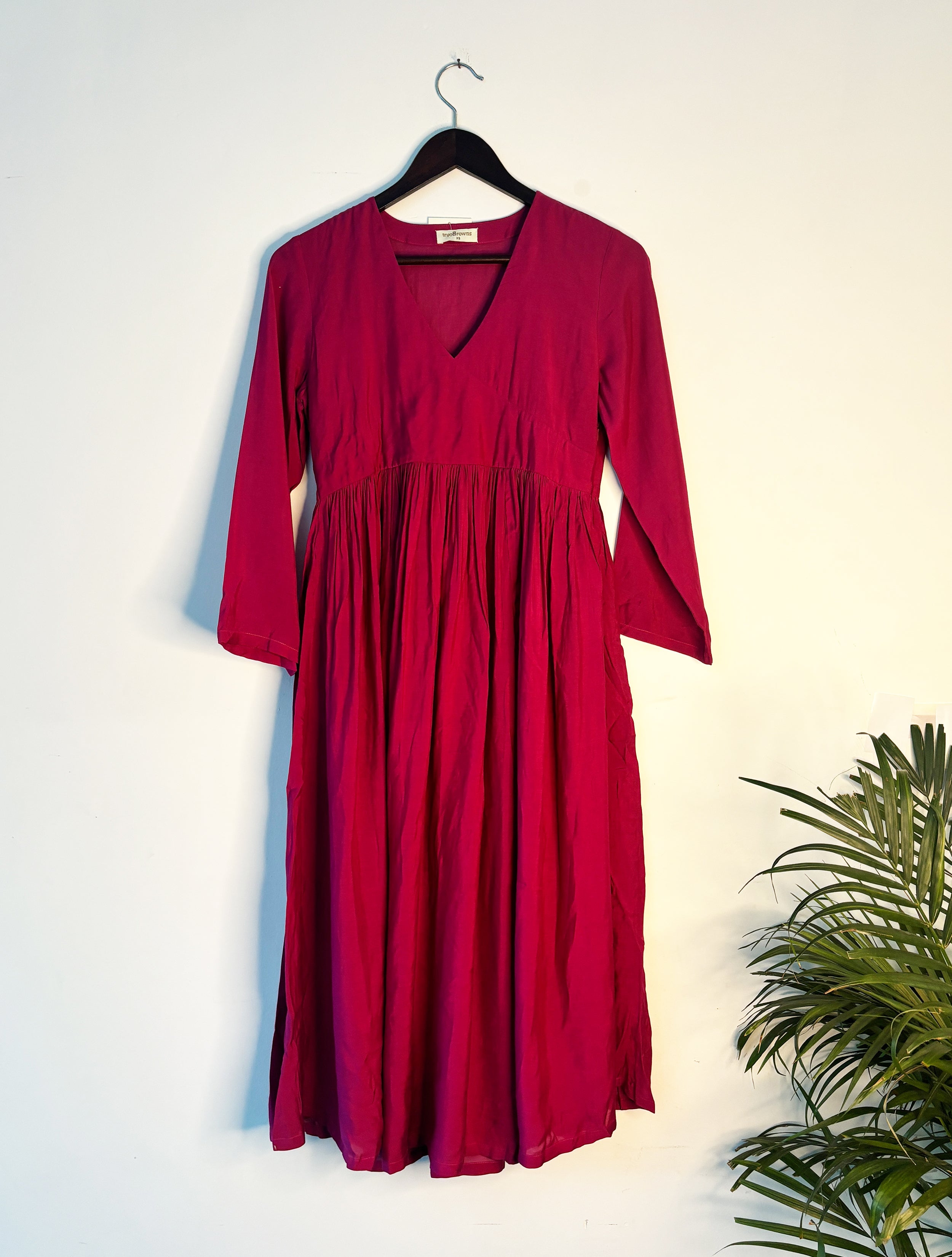 trueBrowns Pink Muslin Flared Kurta - Distacart