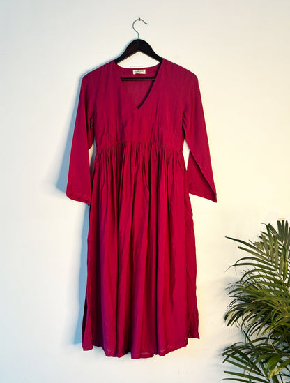 trueBrowns Pink Muslin Flared Kurta - Distacart