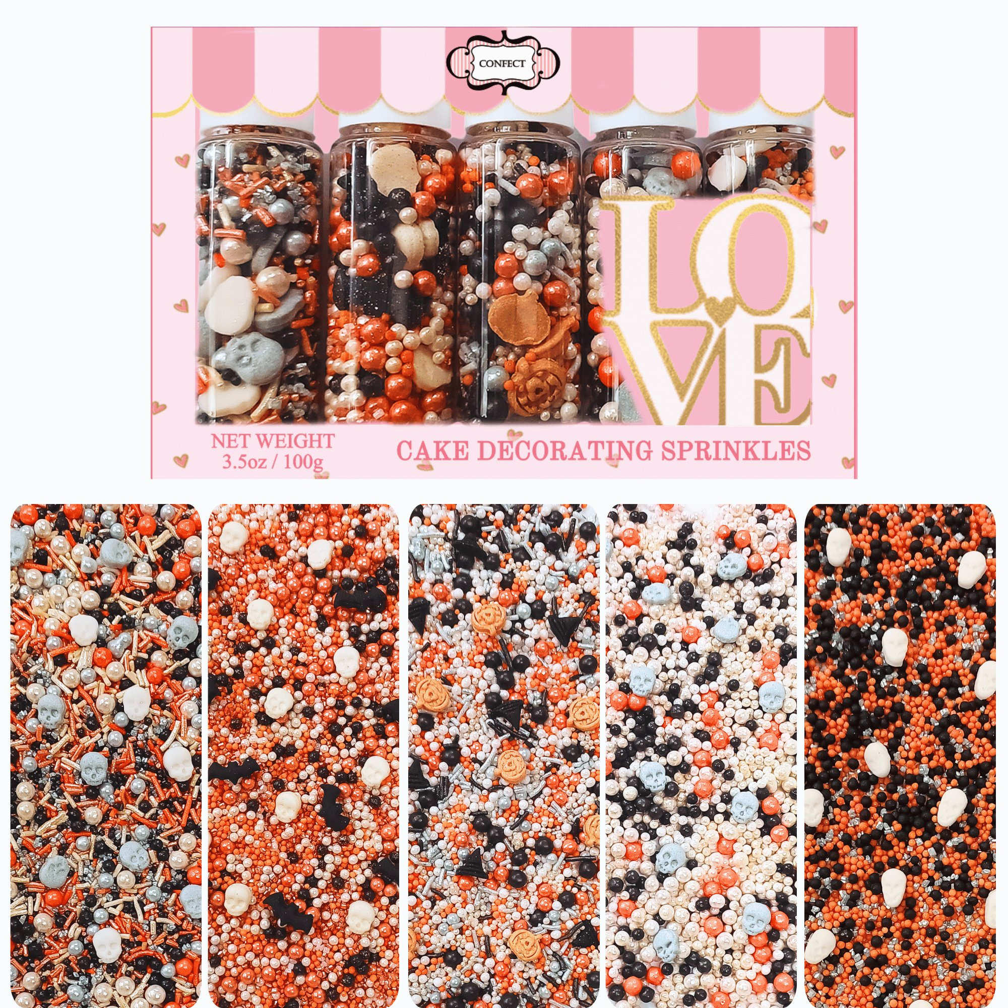 confect halloween sprinkles multipack 3 100 gms