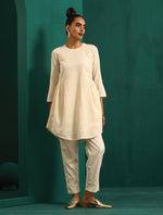 Thumbnail for trueBrowns Ivory Tonal Cotton Side Gathers Co-ord Set - Distacart