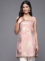 Thumbnail for Ahalyaa Square Neck Printed Crepe Tunic With Lace Inserts - Distacart