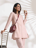 Thumbnail for trueBrowns Light Pink Slub Co-ord Set