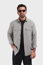 Thumbnail for Xkind White Textured Checks Overshirt/ Shirt