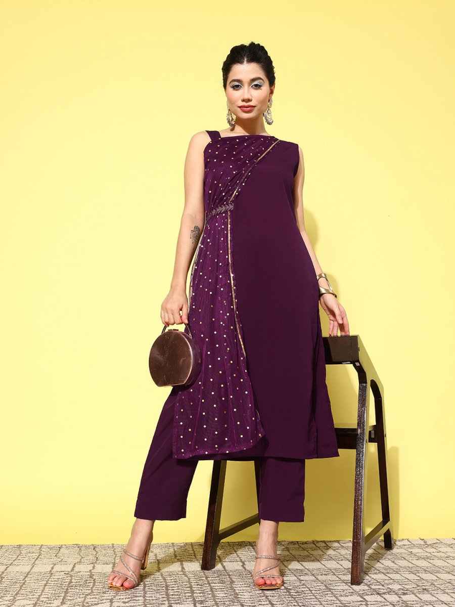 Ahalyaa Women Printed Regular Gotta Patti Kurta with Trousers - Distacart
