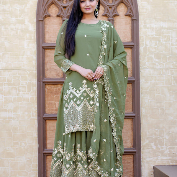 Yash Enterprise Latest Georgette Embroidery Pista Readymade Salwar Suit