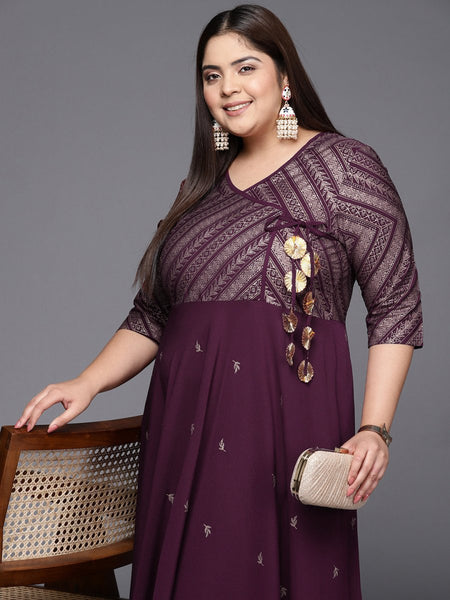 Ahalyaa Plus Size V-neck Maxi Ethnic Dress - Distacart