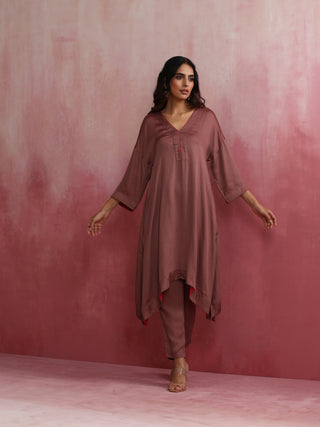 trueBrowns Brown Modal High low Kurta Set