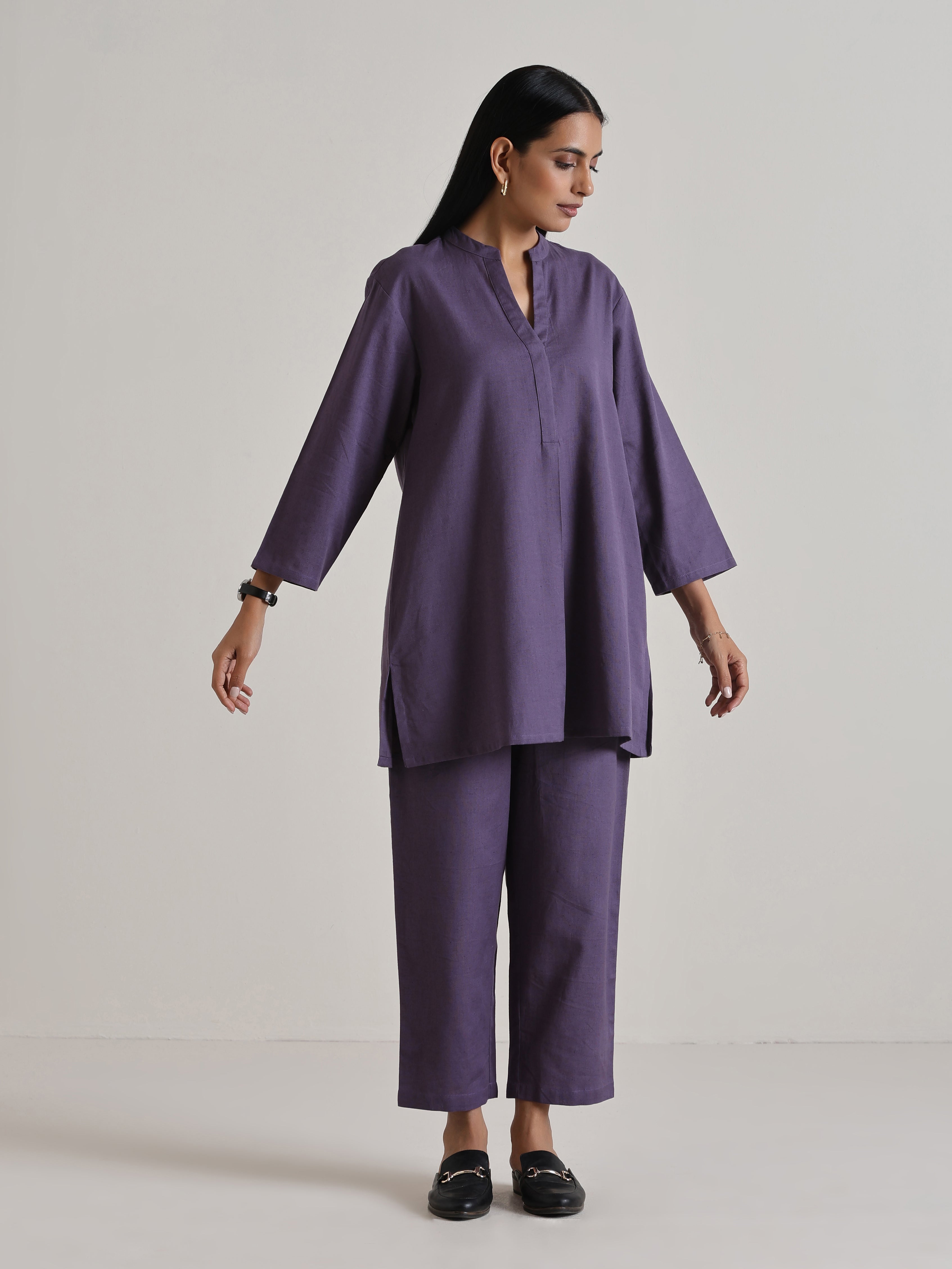 trueBrowns Plum Purple Relaxed Fit Co-Ord Set - Distacart