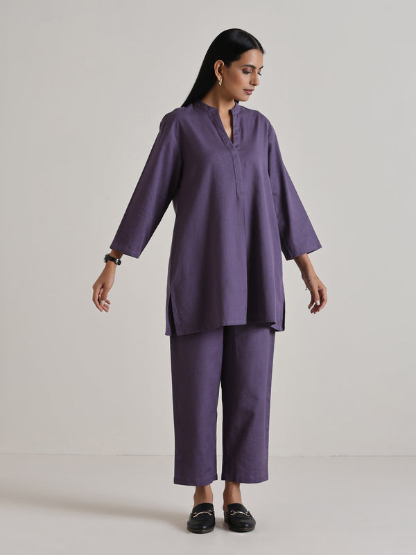 trueBrowns Plum Purple Relaxed Fit Co-Ord Set - Distacart
