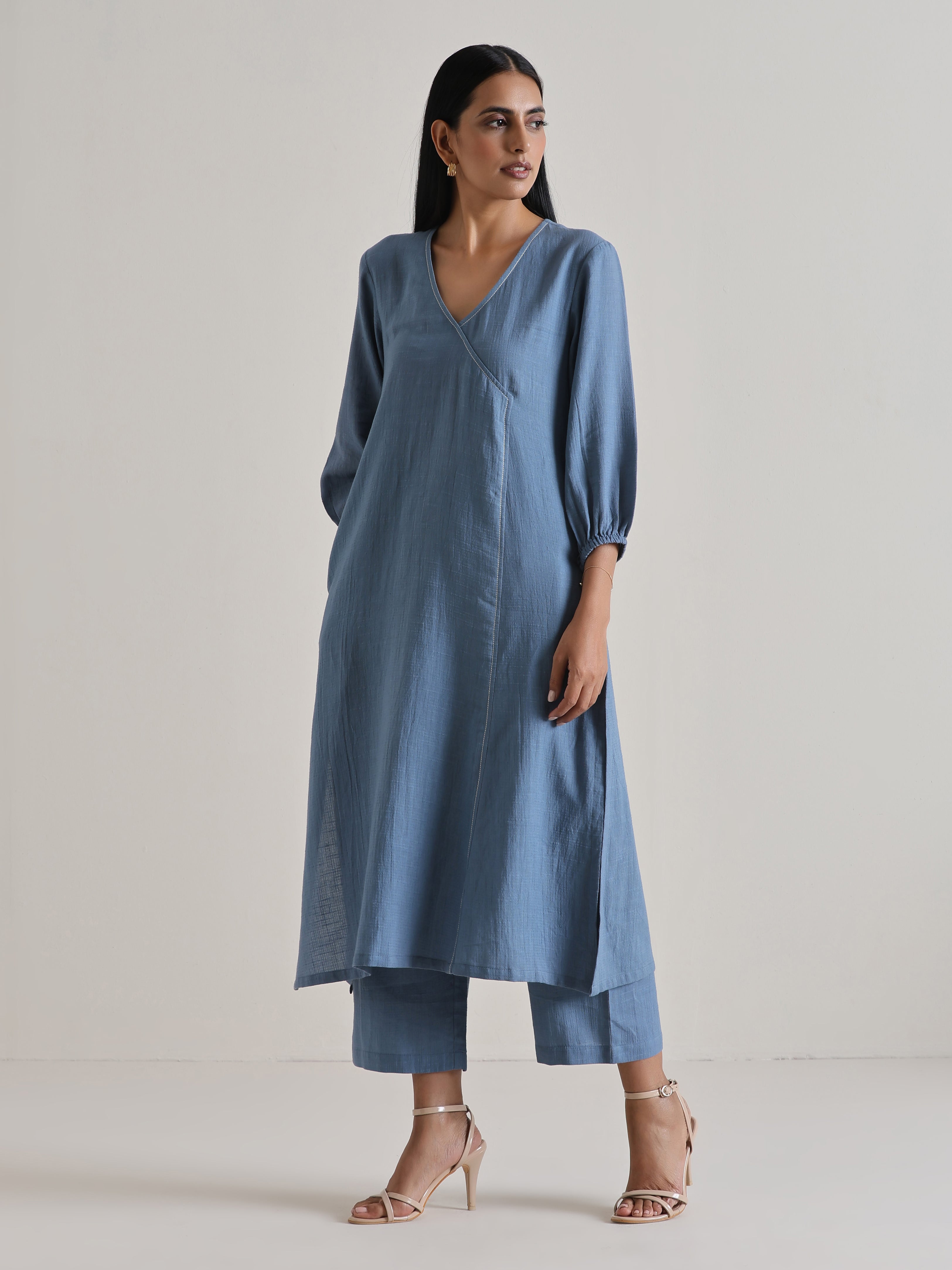 trueBrowns Light Blue Kurta Pant Set - Distacart