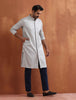 trueBrowns Men's Grey Chanderi Front Open Kurta - Distacart