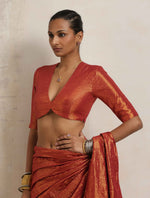 Thumbnail for trueBrowns Maroon Gold Metallic Blouse