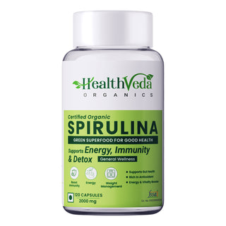 Health Veda Organics Spirulina Capsules - Distacart
