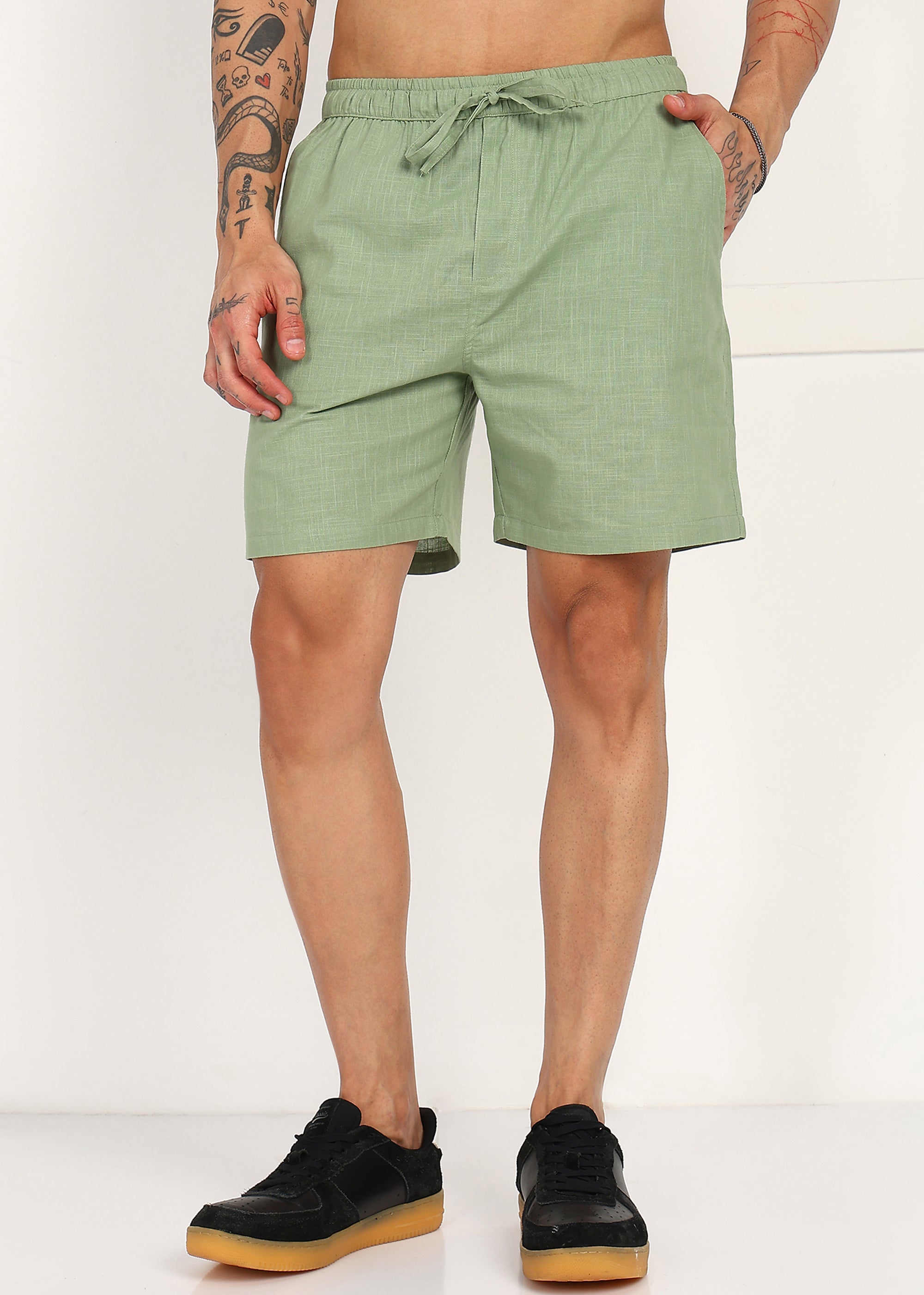 Fabmade Sage Linen Shorts - Distacart